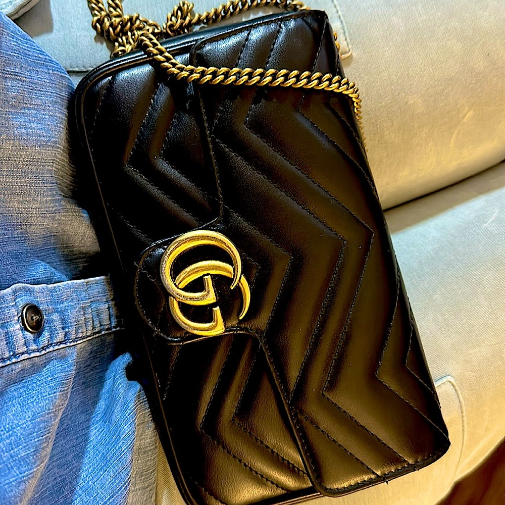 BLACK GG MARMONT SUPER MINI BAG